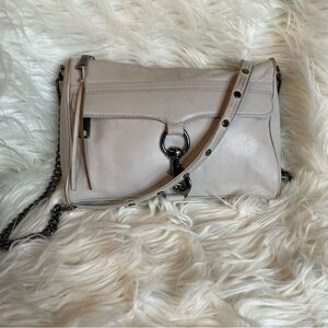 REBECCA MINKOFF Mini Mac Beige Leather Crossbody‎ Shoulder Bag
